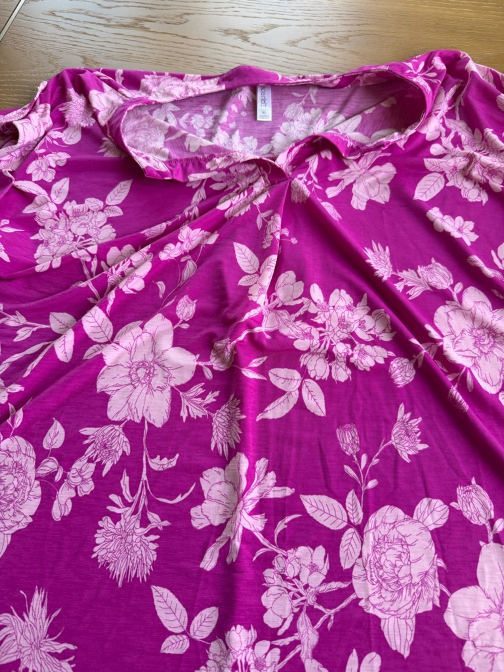 Floral Scoop Neck Blouse in Magenta with Pink Print